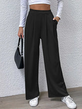 Full-length black straight pants with relaxed fit – Voguelle