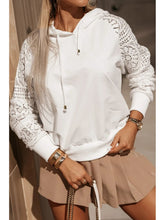 Front view White Openwork Long Sleeve Hoodie – Voguelle