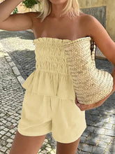 Front view Smocked Tube Top Set light yellow – Voguelle