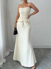 Front view of Full-length boho cami and skirt set in white – Voguelle