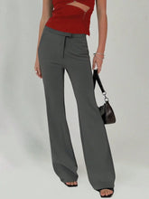 Front view dark gray flare trousers – Voguelle