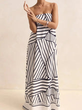 Front view black striped tube maxi dress – Voguelle