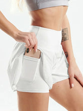 Side view of High Waist Pocketed Active Shorts in white – Voguelle