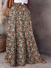 Front view of multicolor floral print boho maxi skirt – Voguelle