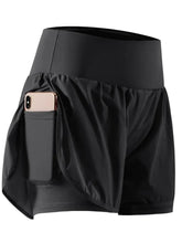 Front view black pocketed active shorts – Voguelle