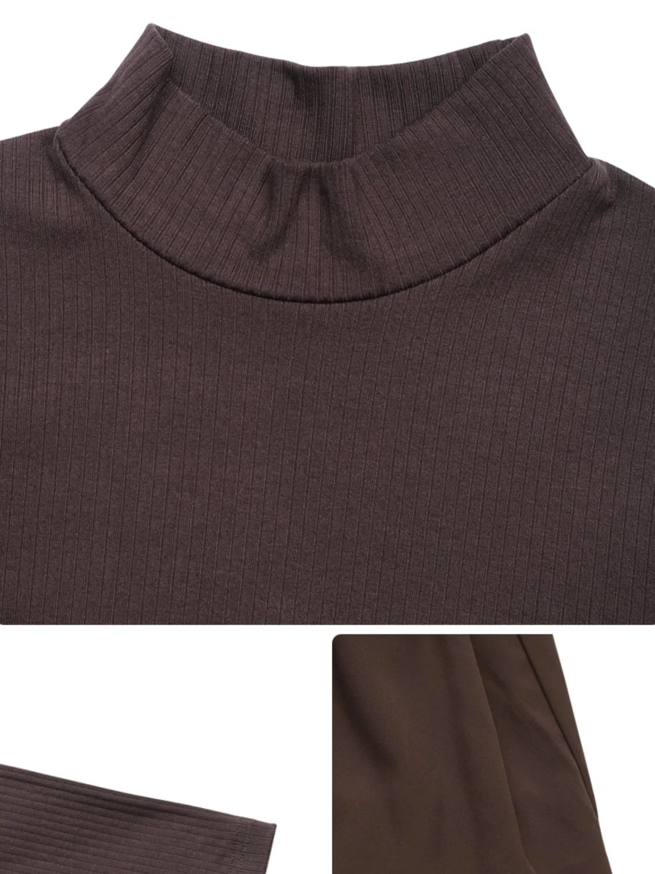 Mock neck bubble hem dress fabric and neckline detail – Voguelle