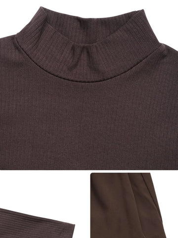 Mock neck bubble hem dress fabric and neckline detail – Voguelle