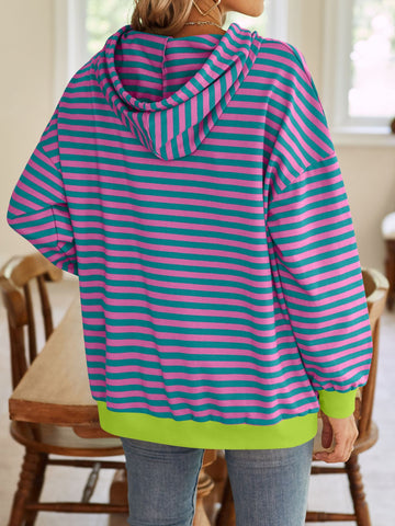 Casual striped hoodie with vibrant yellow accents – Voguelle