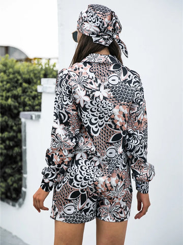 Back detail of black Printed Two-Piece Outfit – Voguelle