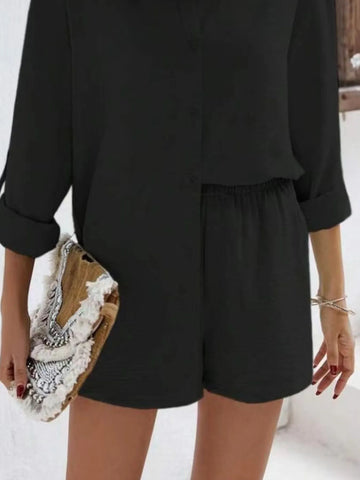2-Piece Shirt and Shorts Set in black – Voguelle