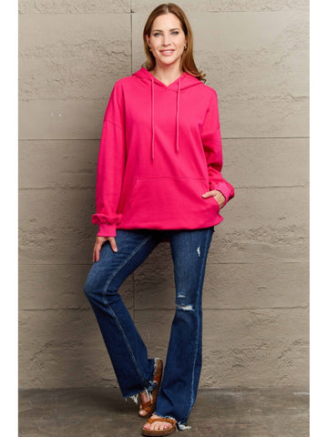 Camel long sleeve hoodie with pocket styled casually – Voguelle