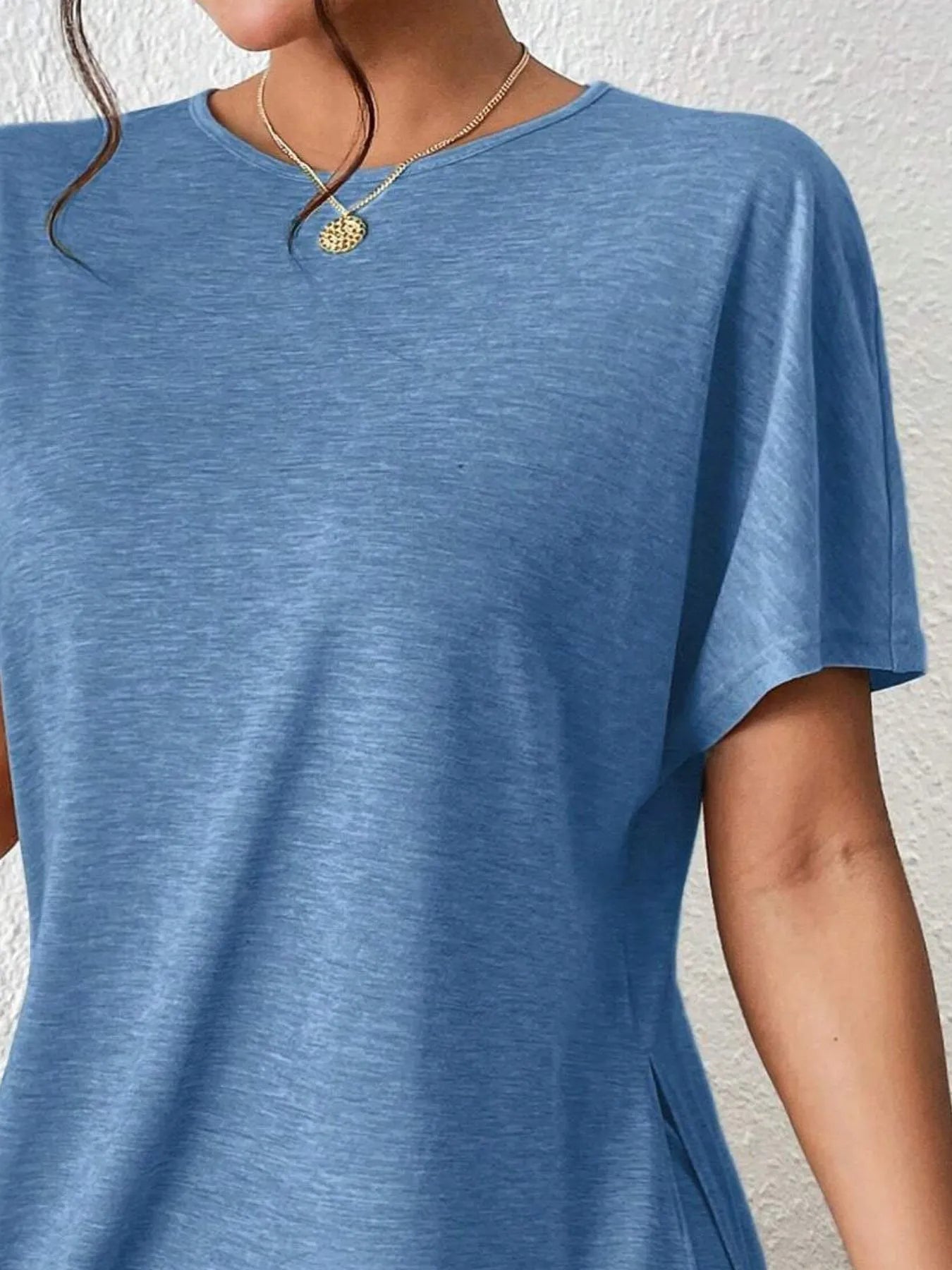 Casual everyday wear pink tunic T-shirt with slit – Voguelle