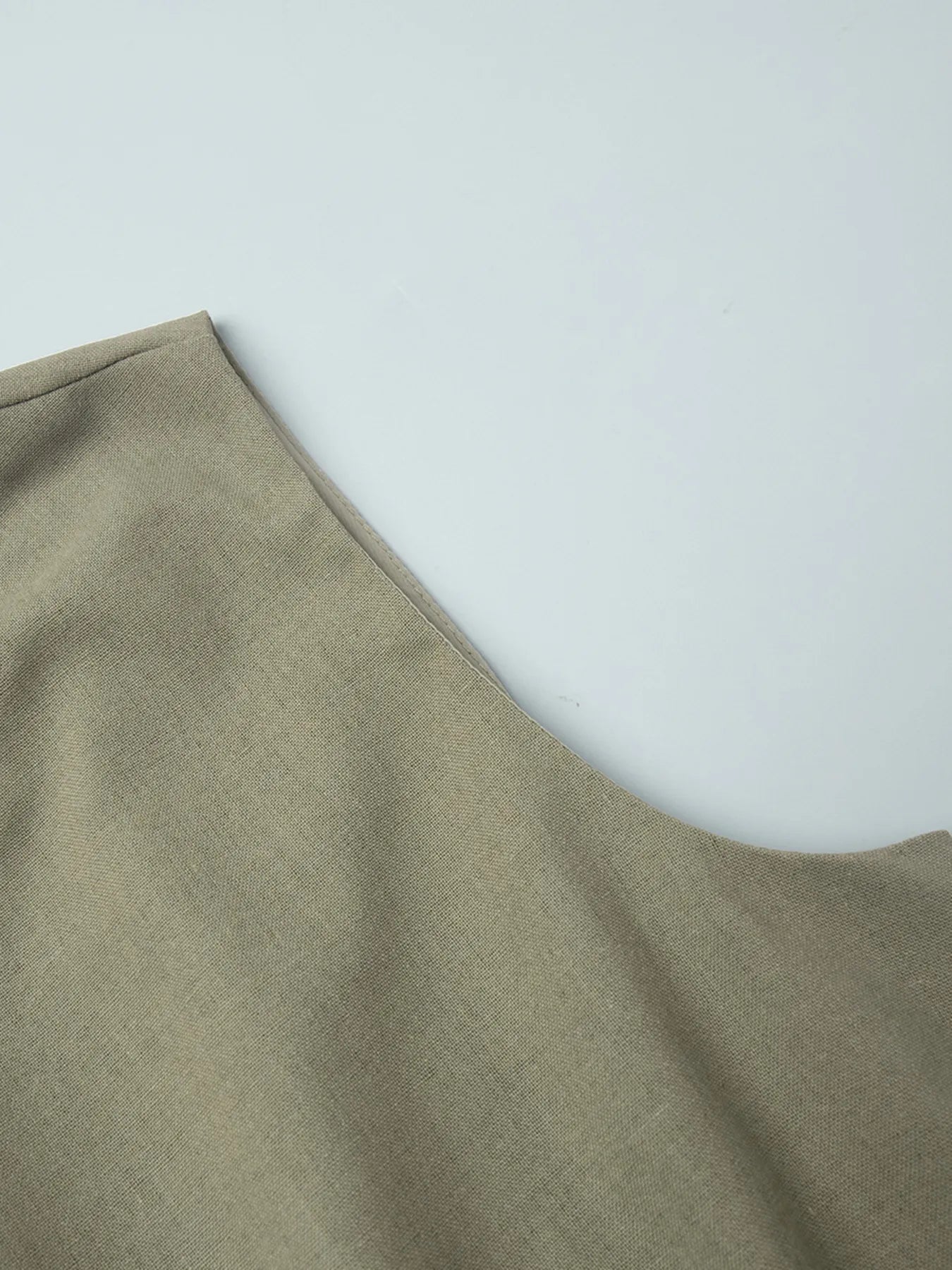 Beige sleeveless linen-cotton skirt set for women – Voguelle
