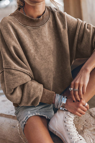 Green mock neck dropped shoulder sweatshirt – Voguelle