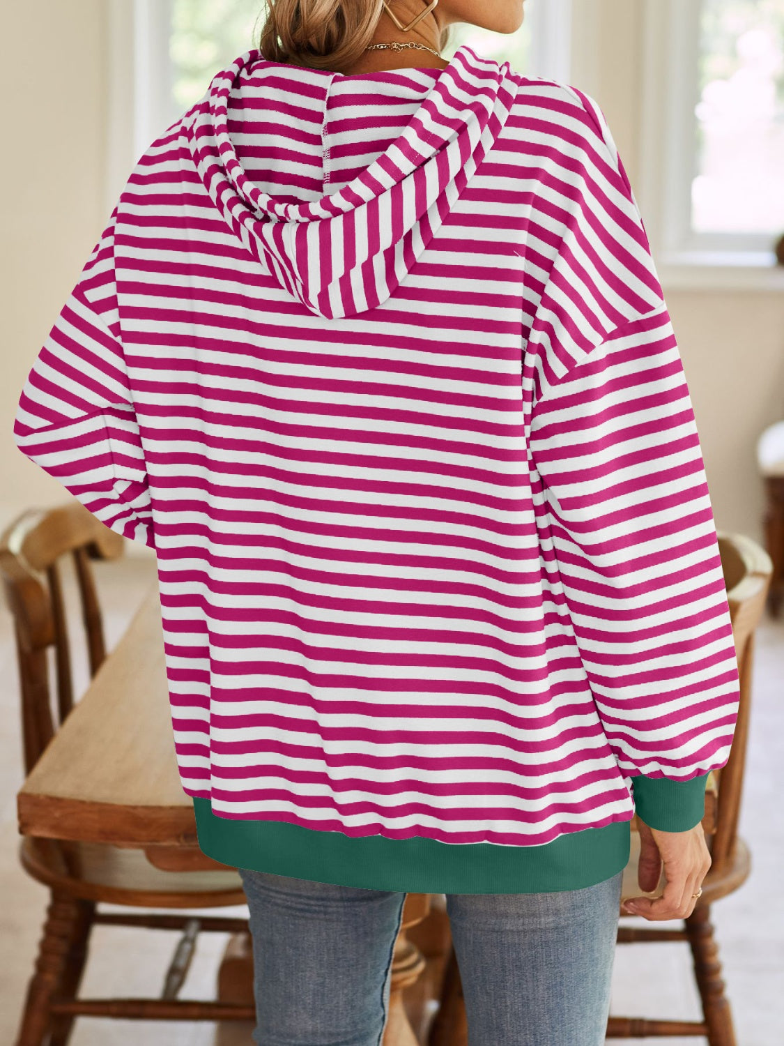 Classic pullover striped hoodie with pocket – Voguelle