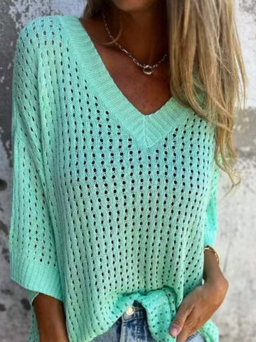 Yellow knit sweater with denim shorts – Voguelle