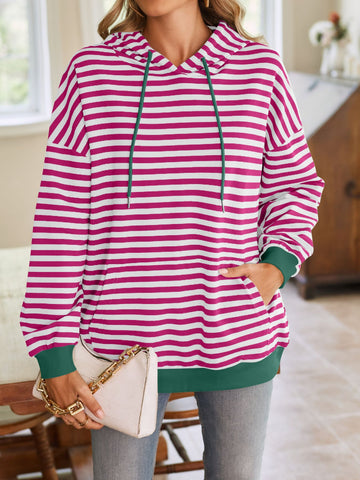 Navy striped hoodie with casual silhouette – Voguelle