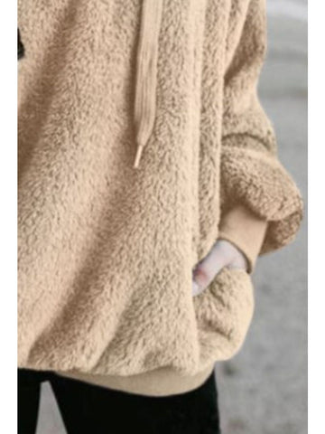 Quarter-zip teddy hoodie styled for streetwear – Voguelle