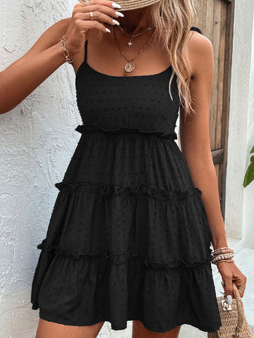 Shoulder tie detail on white spaghetti strap dress – Voguelle