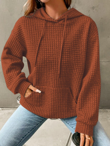 Kangaroo pouch pocket beige textured hoodie – Voguelle