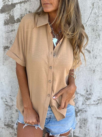 Casual everyday black short sleeve blouse – Voguelle