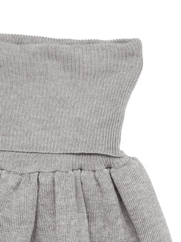 Back view grey knit skirt and ribbed crop top two-piece set – Voguelle