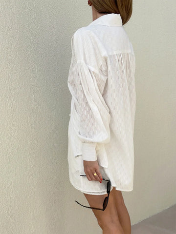 Shorts with elastic waistband and pockets in textured fabric – Voguelle