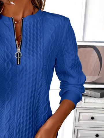 Model showing neckline zip detail sweatshirt – Voguelle
