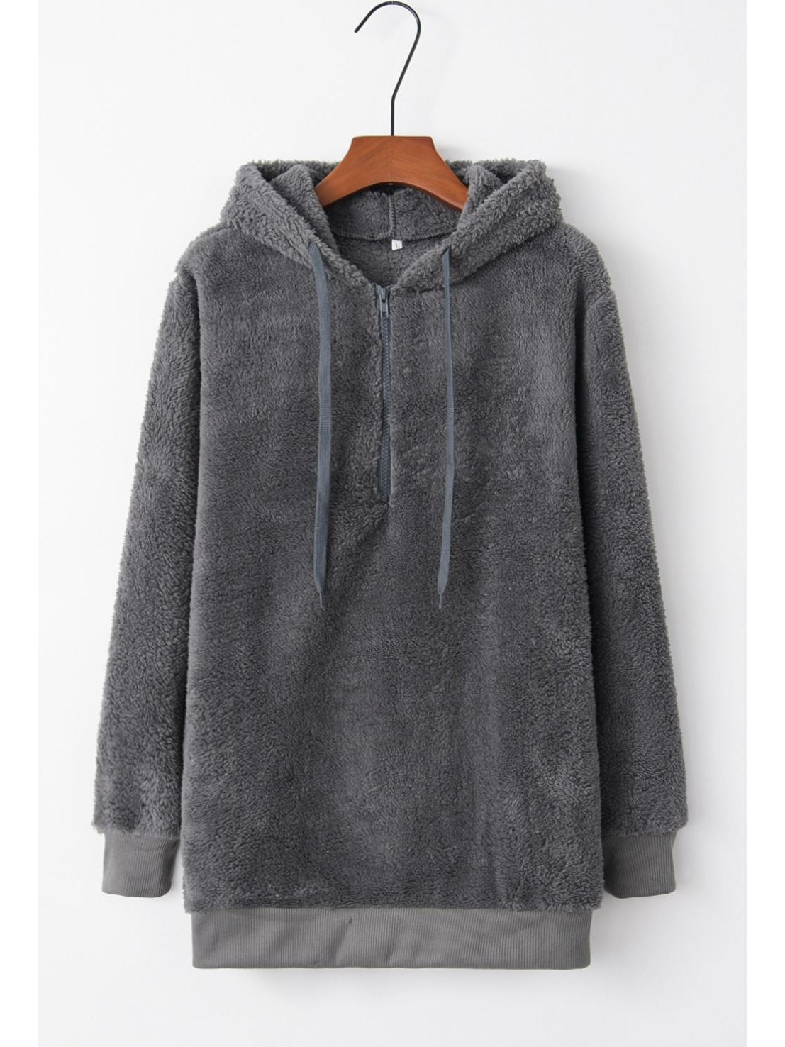 Fashion shot of teddy hoodie with coffee in hand – Voguelle