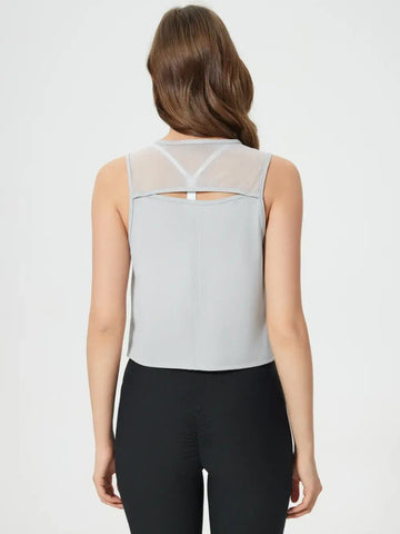 Back view of Millennia Cropped Active Tank in white – Voguelle