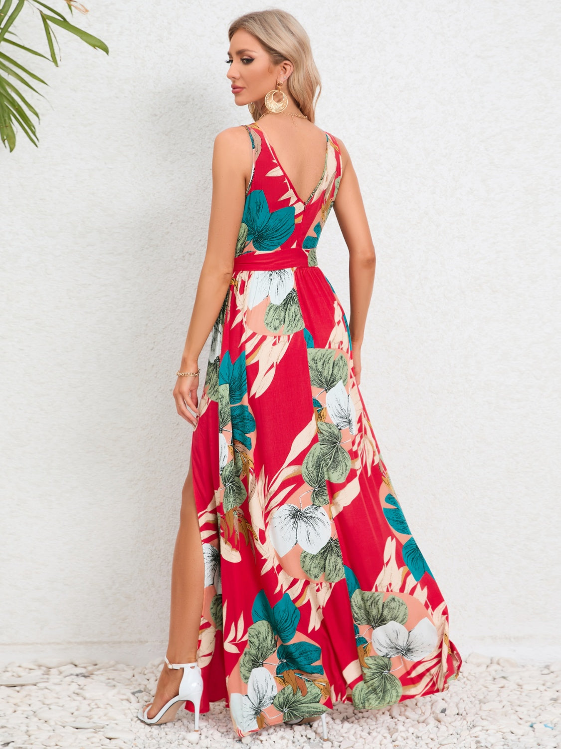 Beach-ready floral slit wrap maxi dress – Voguelle