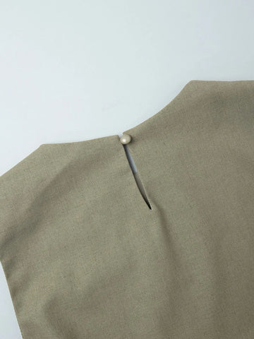 Beige linen-cotton sleeveless top and skirt co-ord – Voguelle