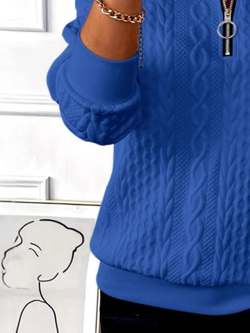 Relaxed fit textured half zip sweatshirt – Voguelle