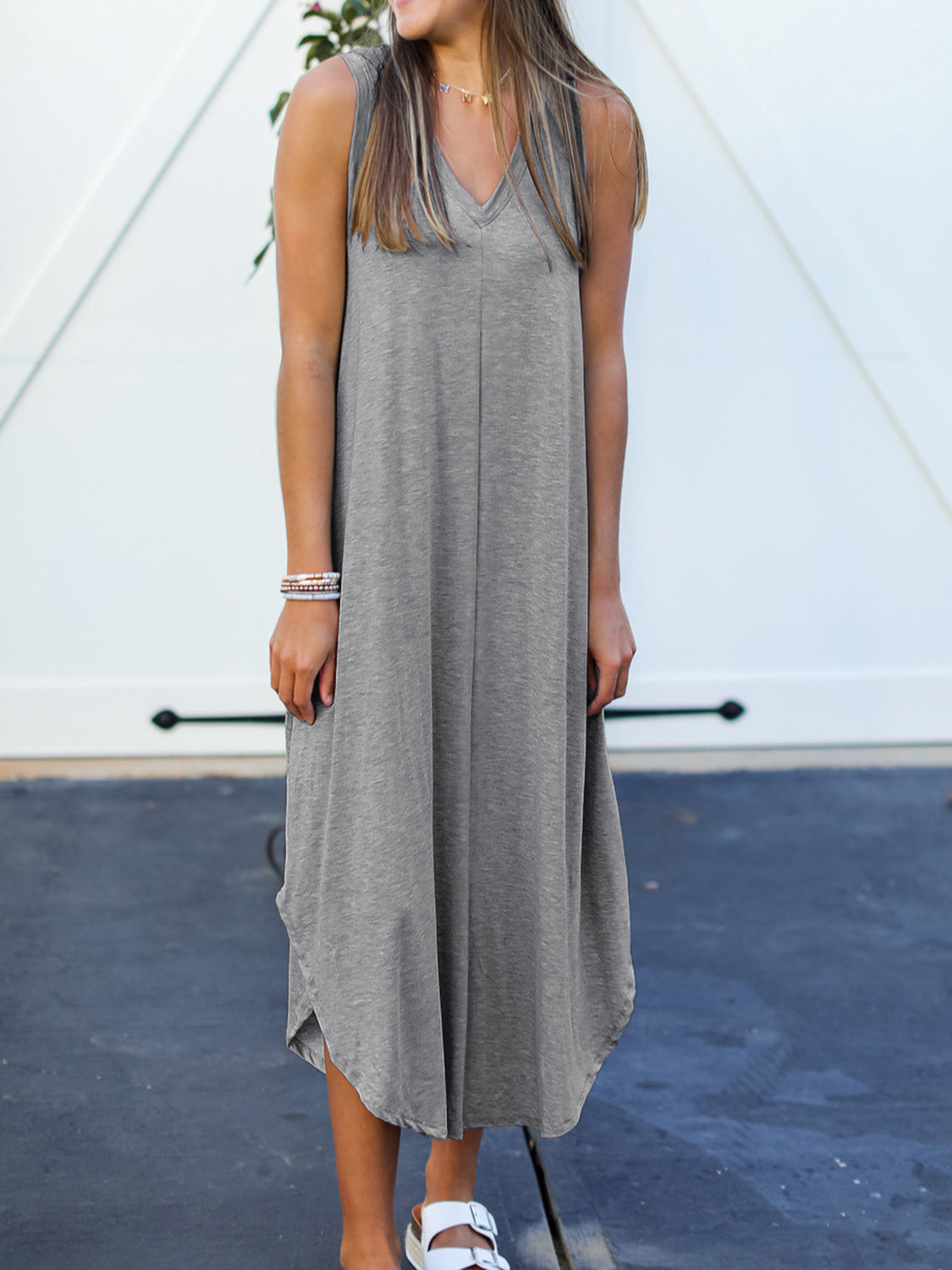 Side angle Sleeveless Midi Tank Dress – Voguelle