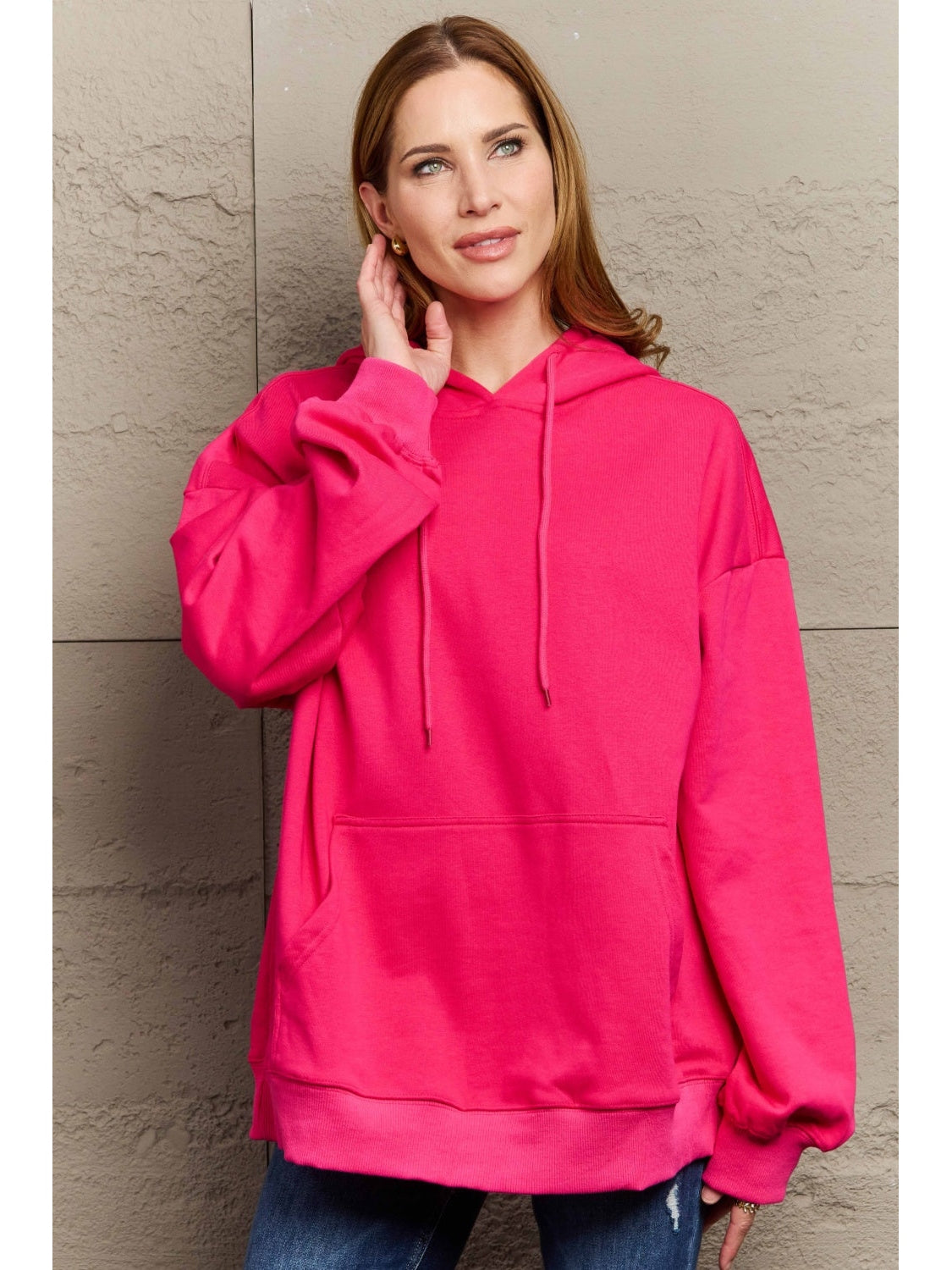 Long sleeve camel hoodie with cuffed sleeves – Voguelle