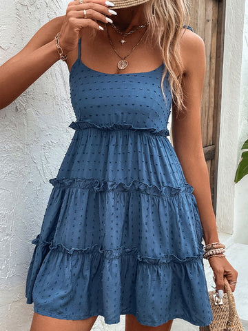 Hemline detail of white frill mini dress – Voguelle