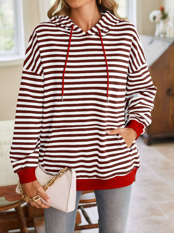 Fashion striped hoodie with yellow detailing – Voguelle