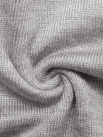 Model styling grey ribbed knit skirt set with long sleeve top – Voguelle