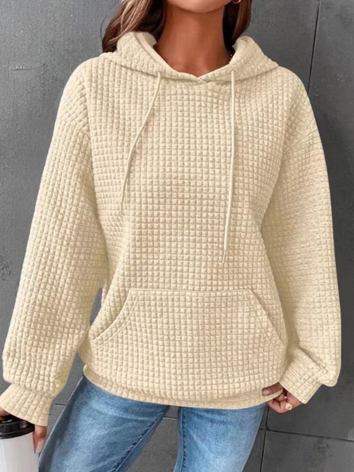 Beige hoodie casual minimalist fashion – Voguelle