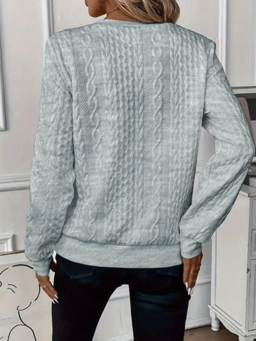 Ribbed cuff and hem detail white half zip sweatshirt – Voguelle