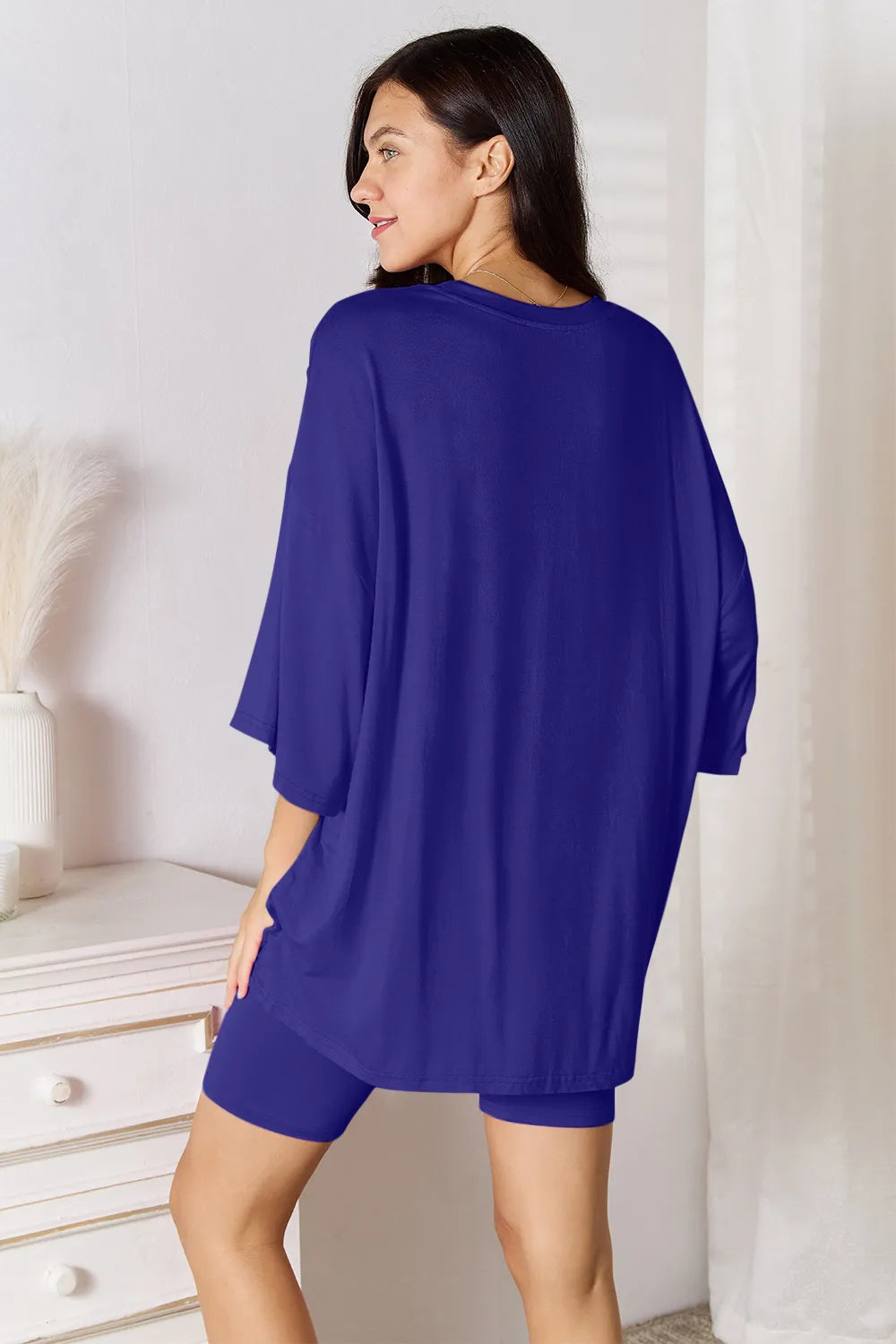 Brown rayon shorts set with loose fit top – Voguelle