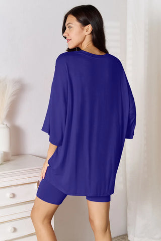 Brown rayon shorts set with loose fit top – Voguelle