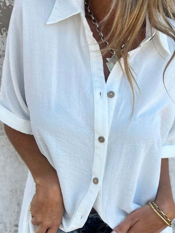 Relaxed fit button-down shirt in black – Voguelle