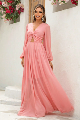 Full length royal blue long sleeve cutout maxi dress for women – Voguelle