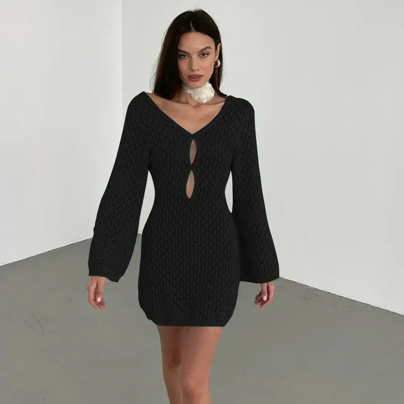 Lifestyle photo knit hollow-out maxi dress – Voguelle