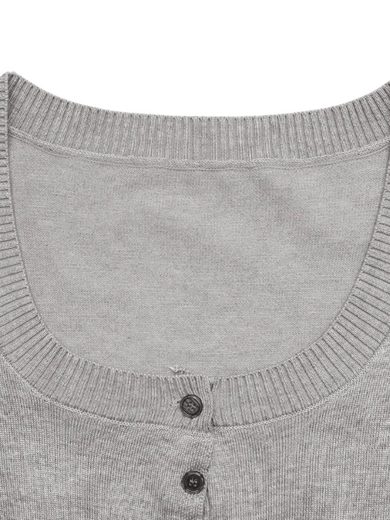 Grey ribbed button detail crop top with matching mini skirt – Voguelle