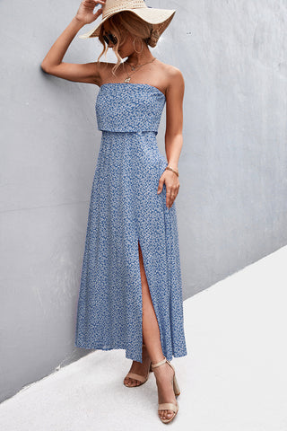 Full length strapless split maxi dress – Voguelle
