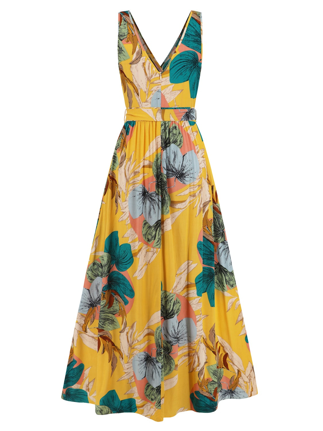 Full outfit styling of floral slit tied surplice maxi dress – Voguelle