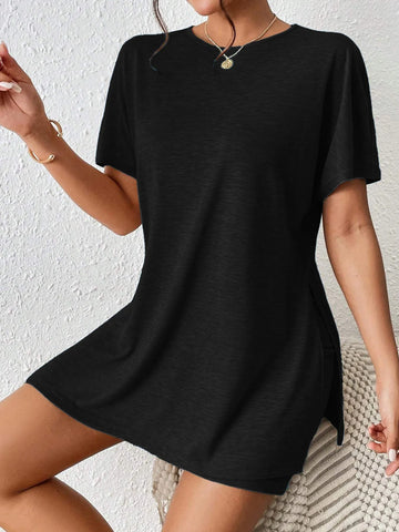 Casual summer outfit in pink oversized T-shirt – Voguelle