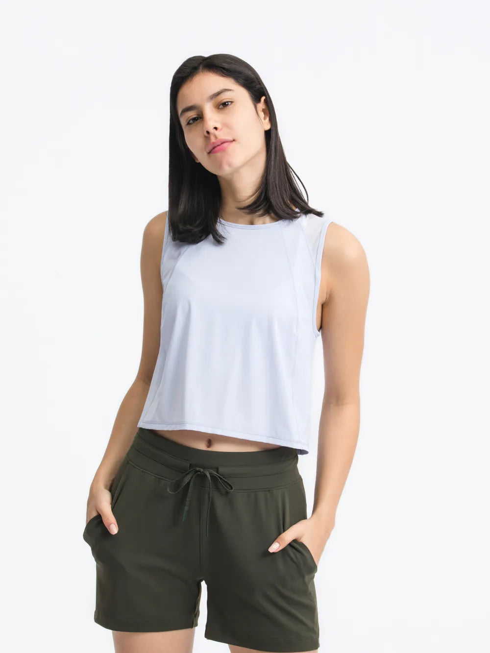 Millennia Cropped Active Tank in light yellow – Voguelle